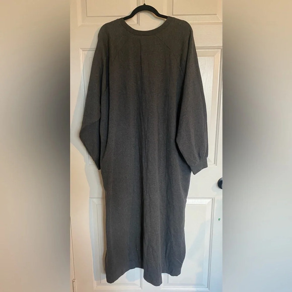 Treasure & Bond Grey Sweatshirt Midi Dress Plus Size Sweater Dress 3X - Picture 6 of 8